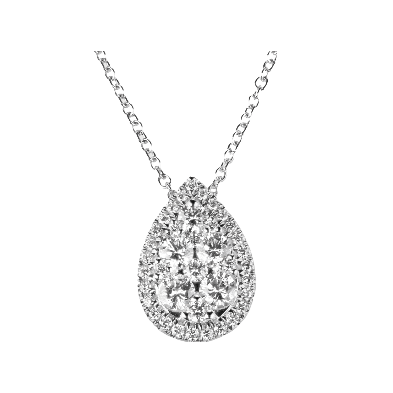 'Marilyn' Pear Shaped Halo Diamond Necklace, 1.40 CT Leviev Necklaces The Classic Collection Leviev 