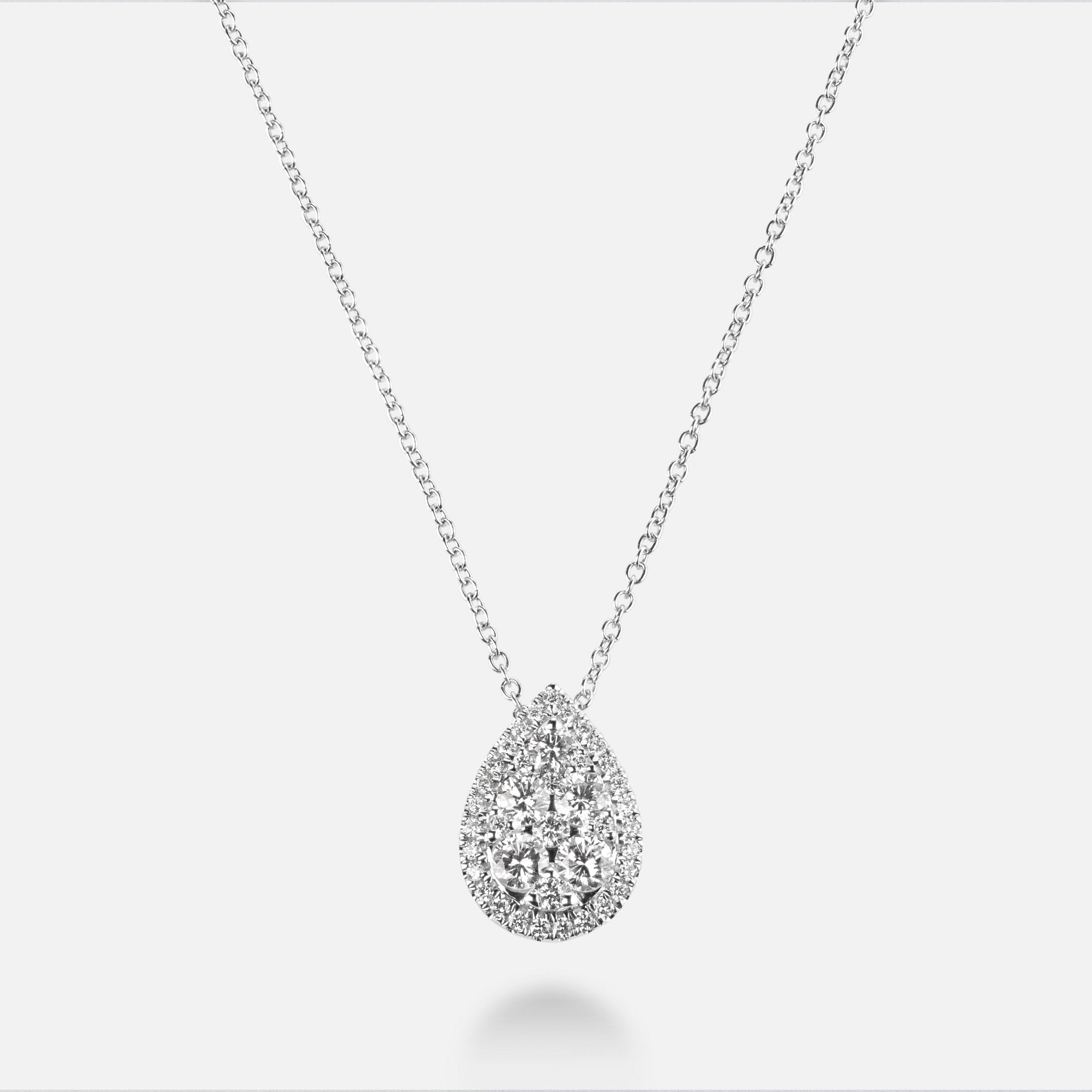 'Marilyn' Pear Shaped Halo Diamond Necklace, 1.40 CT Leviev Necklaces The Classic Collection Leviev 