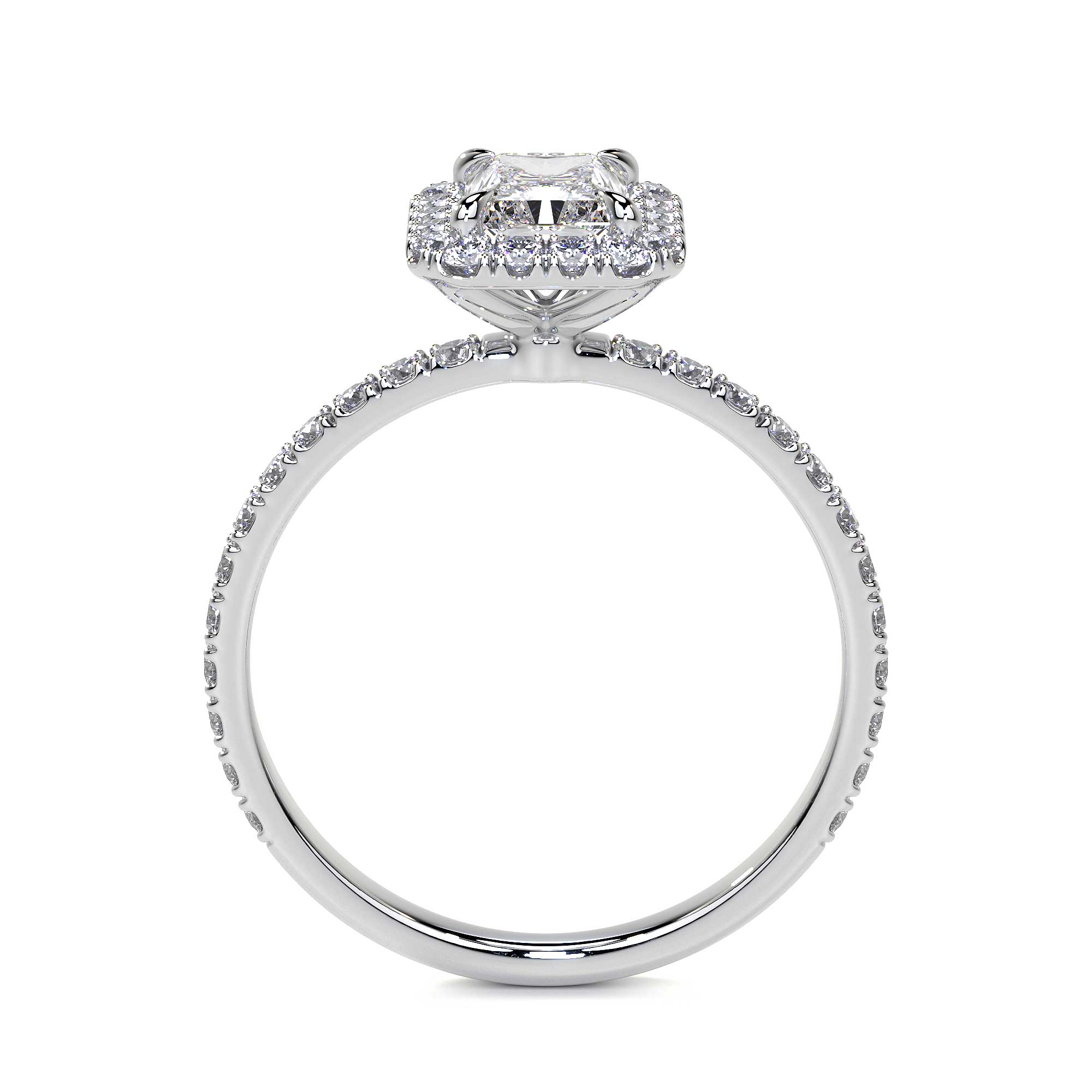 Radiant Cut Cluster Diamond Ring with Halo, 0.9 CT Leviev Rings Radiant, The Classic Collection Leviev 