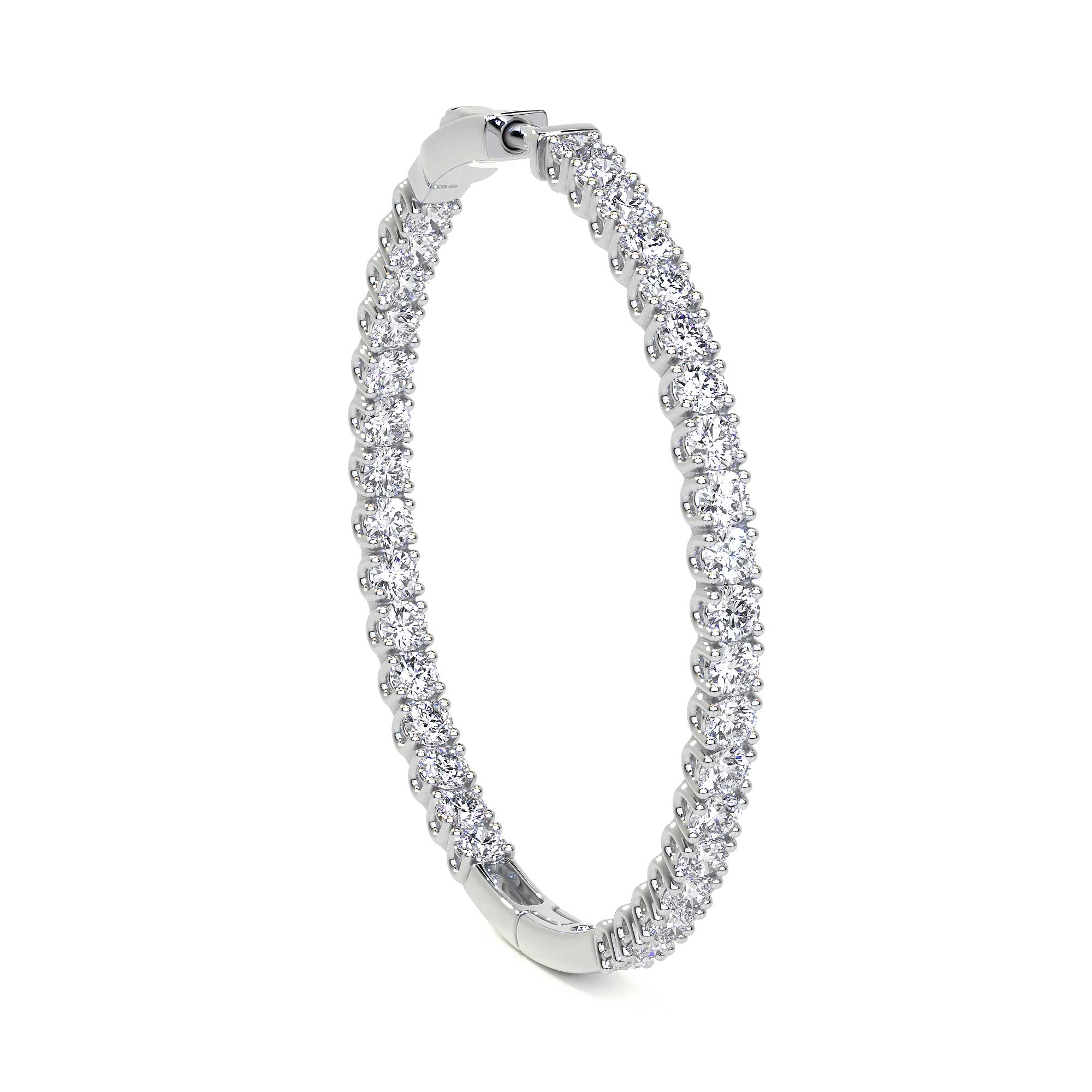 Round Diamond Hoop Earrings, 2.15 CT Leviev Earrings Leviev Signature, The Classic Collection Leviev 