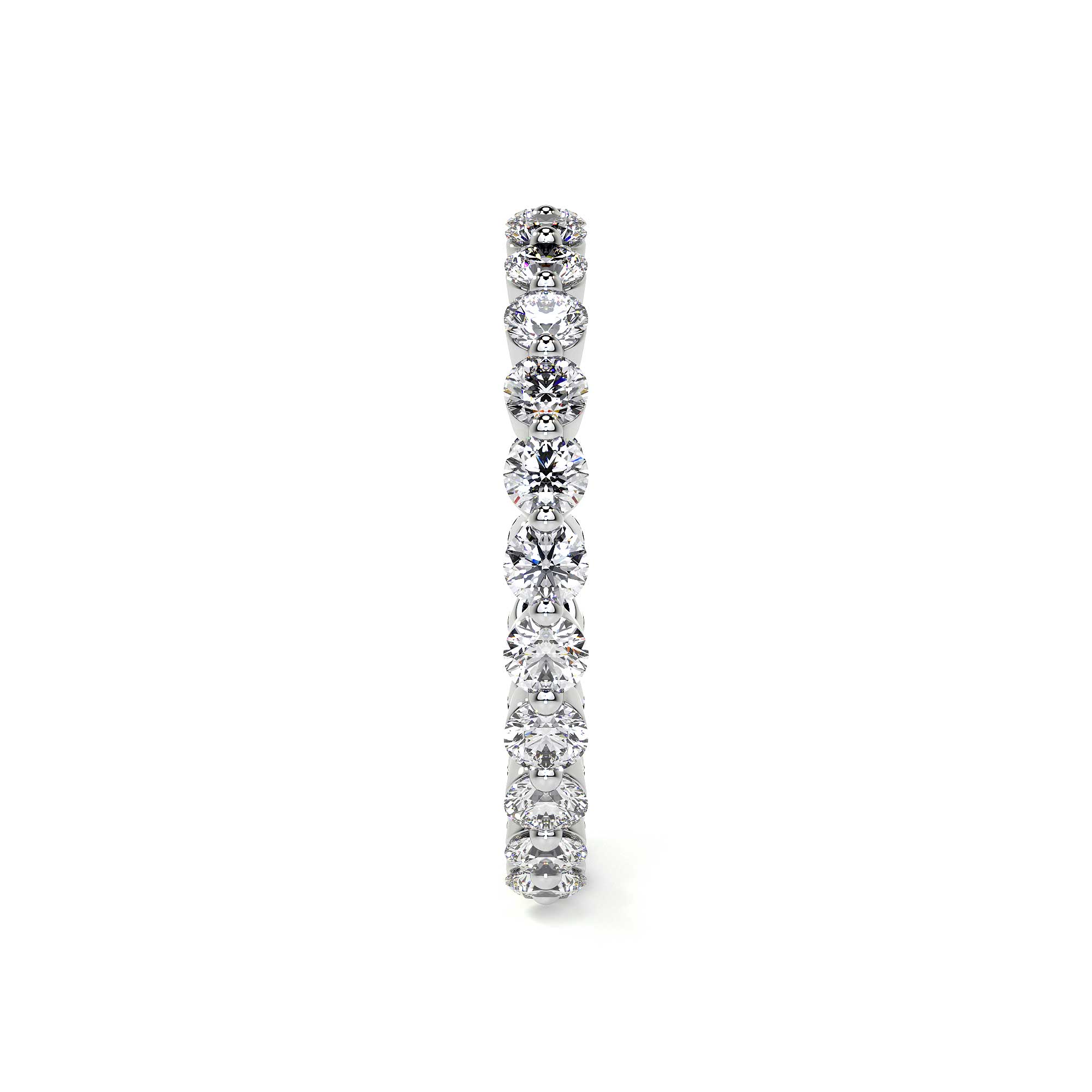 18K white gold round stackable eternity diamond ring side profile