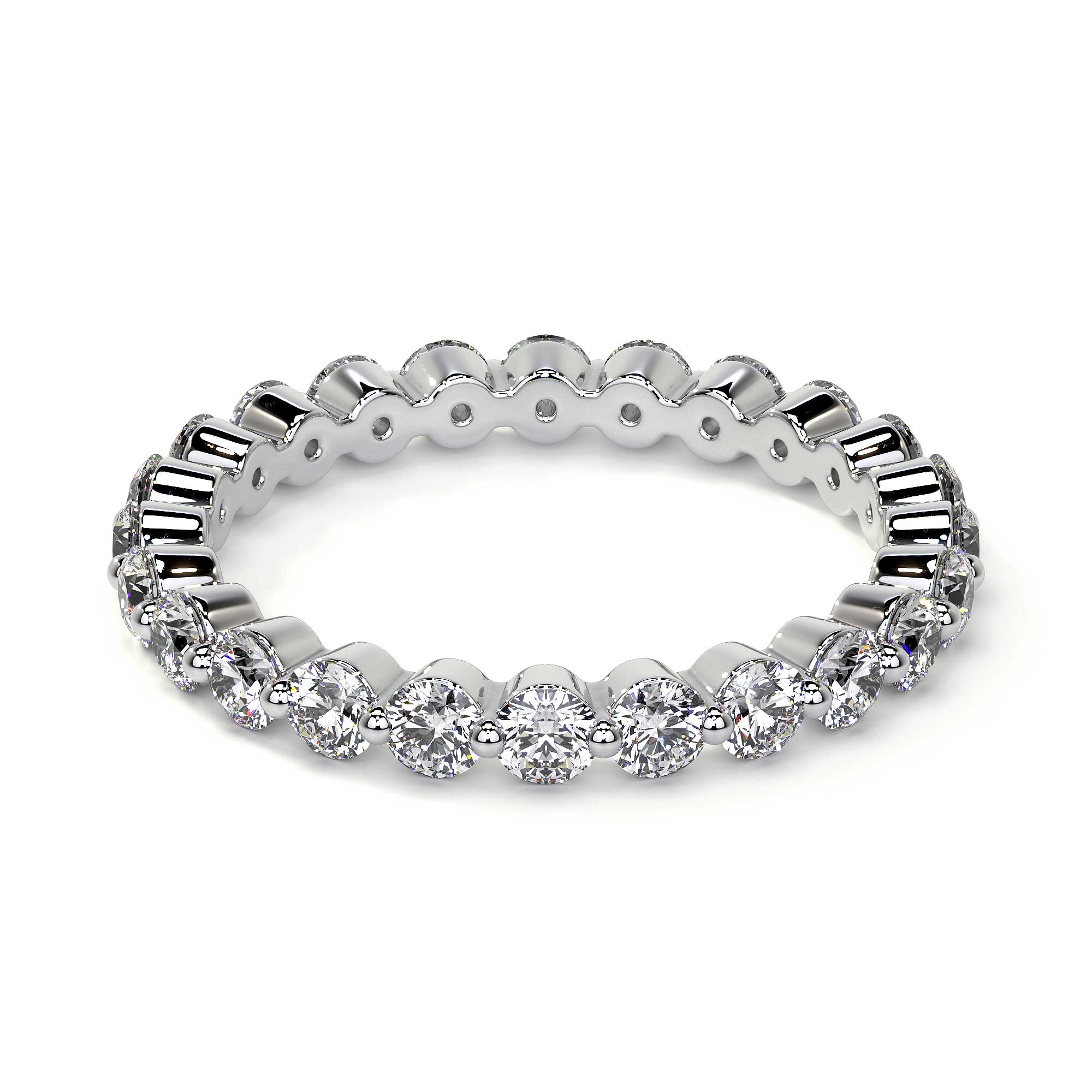 Top view of 0.9 CT round brilliant cut diamond eternity band