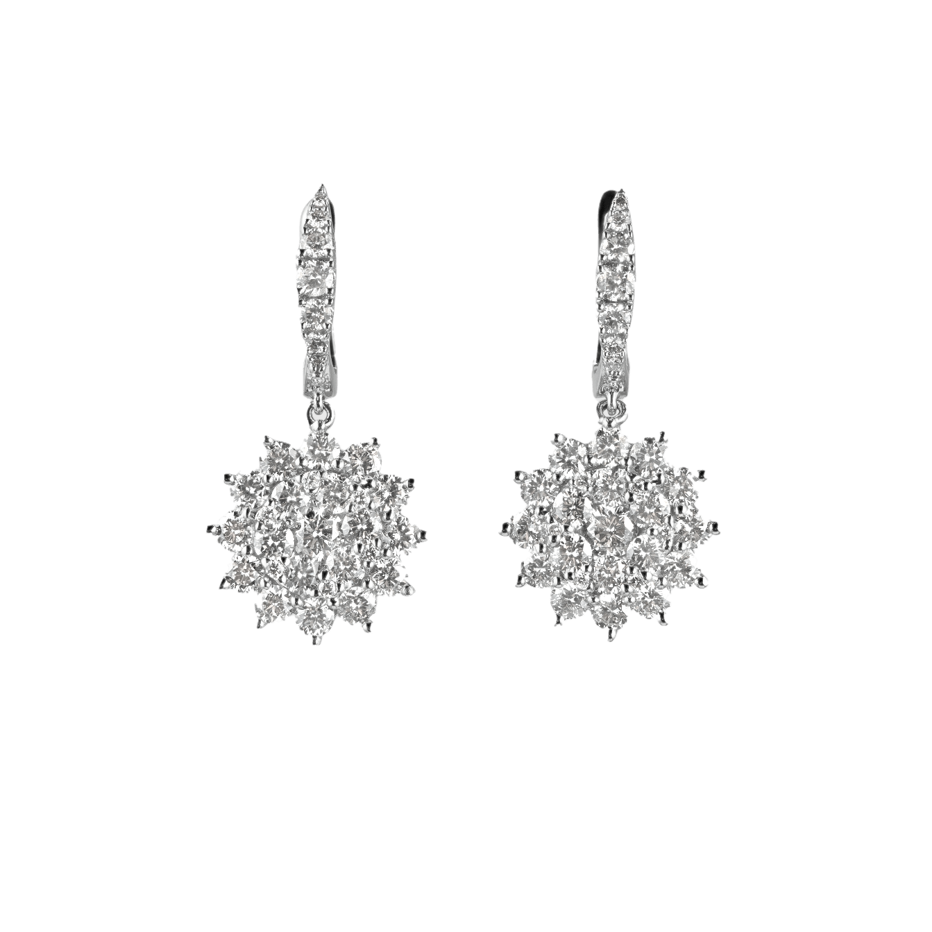 Snowflake Cluster Diamond Drop Earrings, 2.39 CT Leviev Earrings The Classic Collection Leviev 