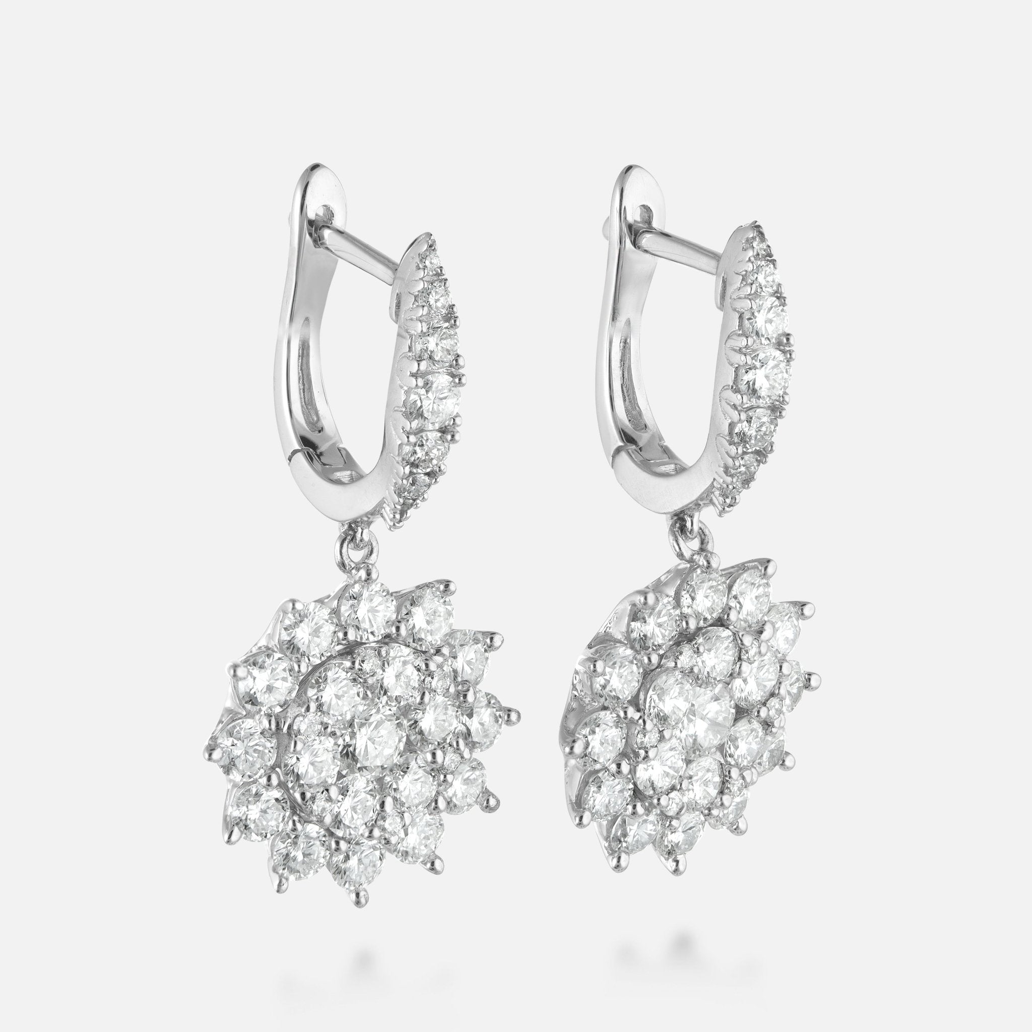 Snowflake Cluster Diamond Drop Earrings, 2.39 CT Leviev Earrings The Classic Collection Leviev 