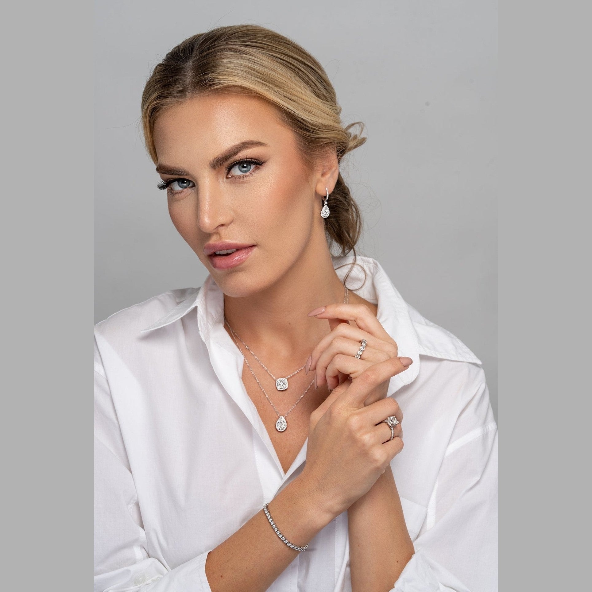 Square Diamond Necklace With Halo Leviev Necklaces The Classic Collection