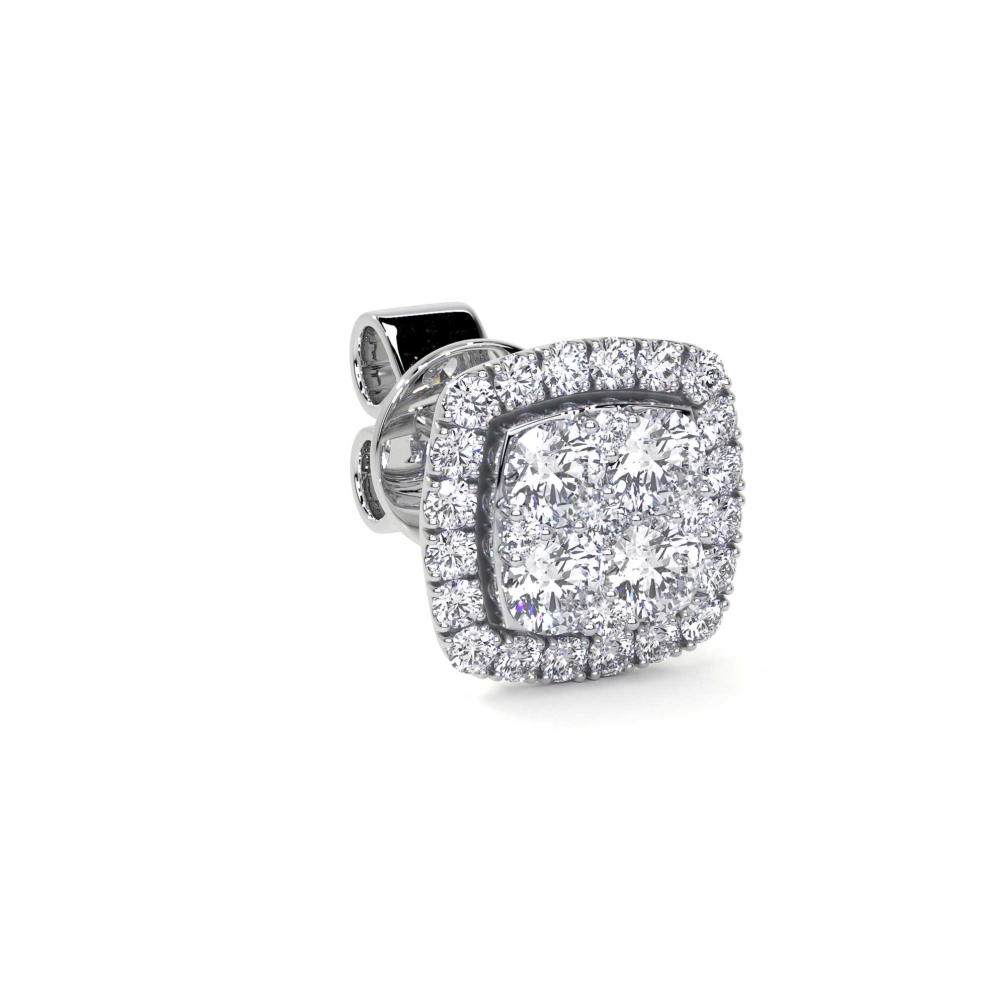 Square Stud Cluster Earrings with Halo Leviev Earrings The Classic Collection Leviev 