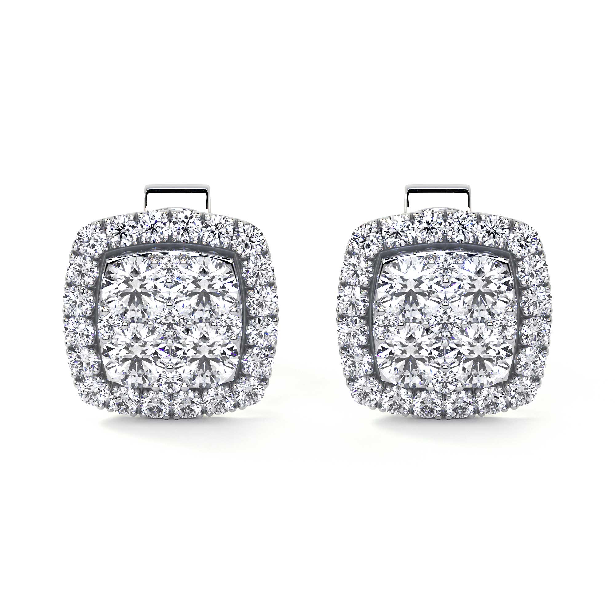 Square Stud Cluster Earrings with Halo Leviev Earrings The Classic Collection Leviev 