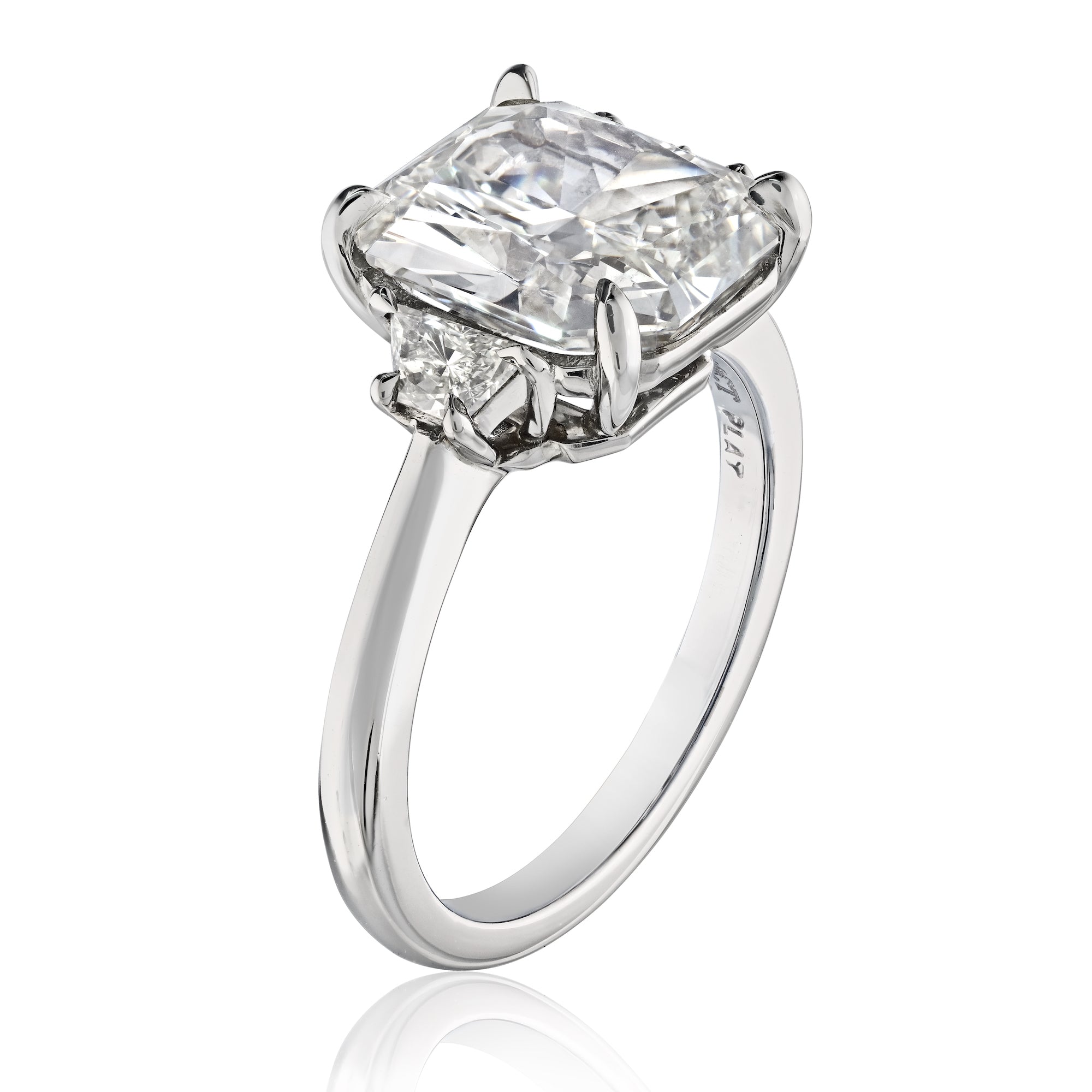 Three Stone Diamond Ring with Half-Moon Cuts, 4.02 CT Leviev Rings Rings Leviev 