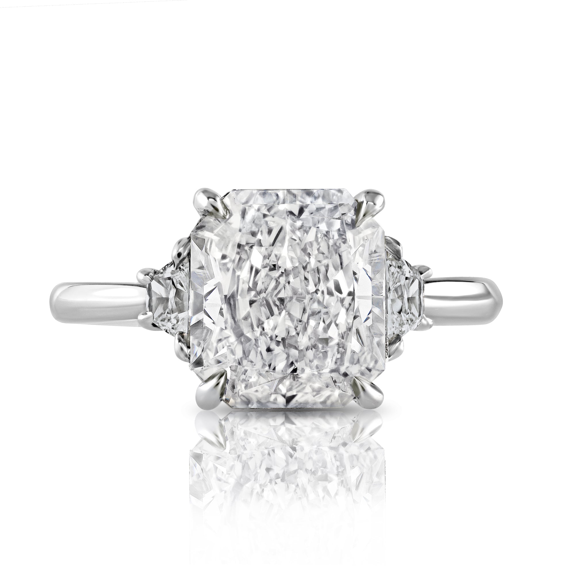 Three Stone Diamond Ring with Half-Moon Cuts, 4.02 CT Leviev Rings Rings Leviev 