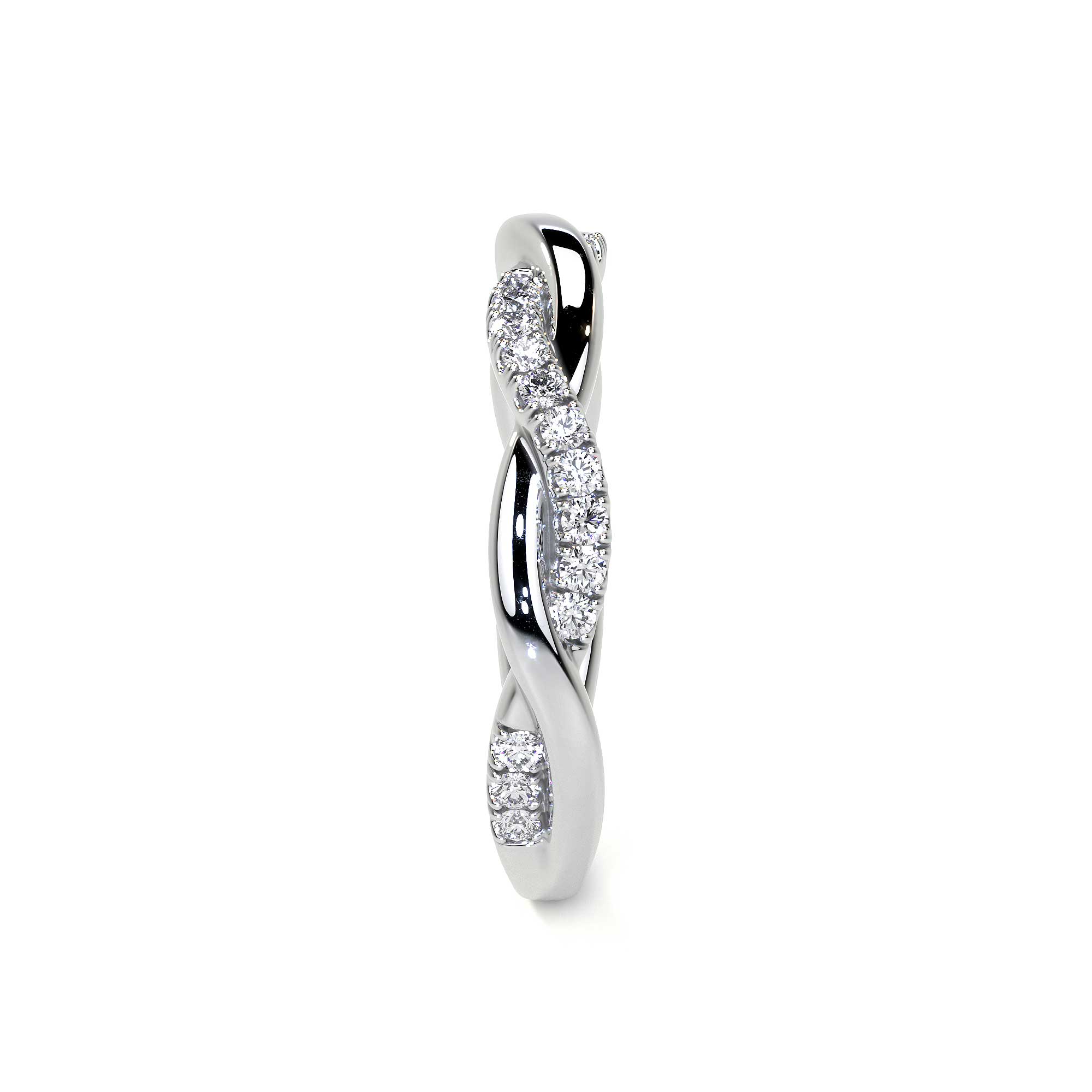 Leviev Twirl Ring with Diamond Pave in 18K White Gold side view