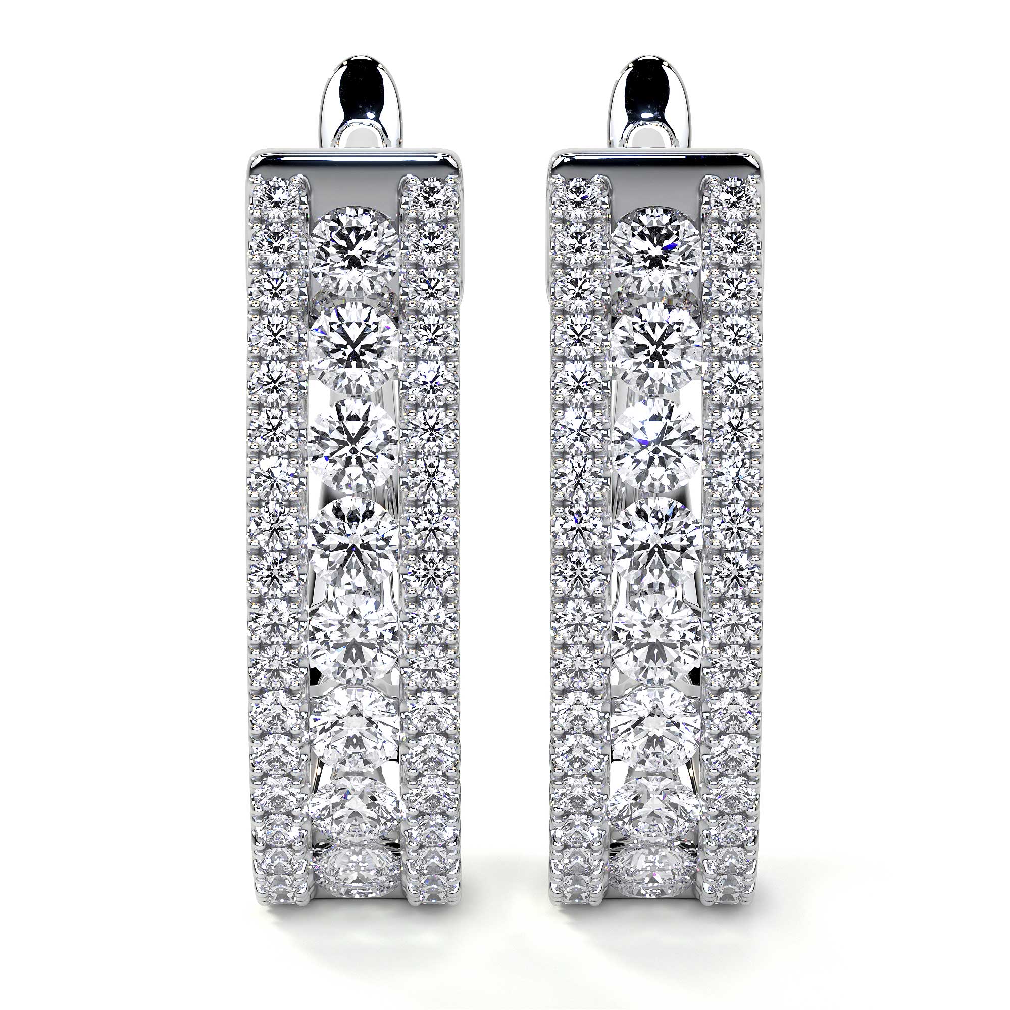 Diamond Cluster Huggie Hoop Earrings - Earrings - Leviev Diamonds
