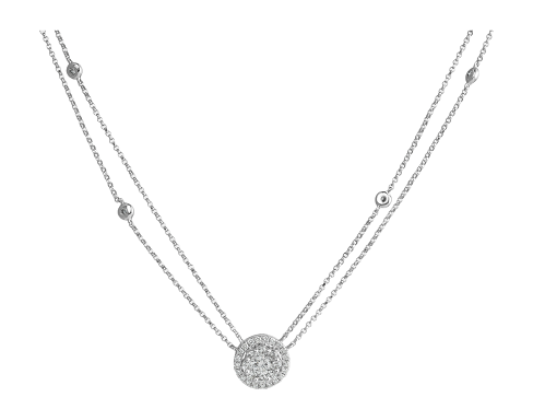 Diamond Halo Pendant Necklace - Necklaces - Leviev Diamonds