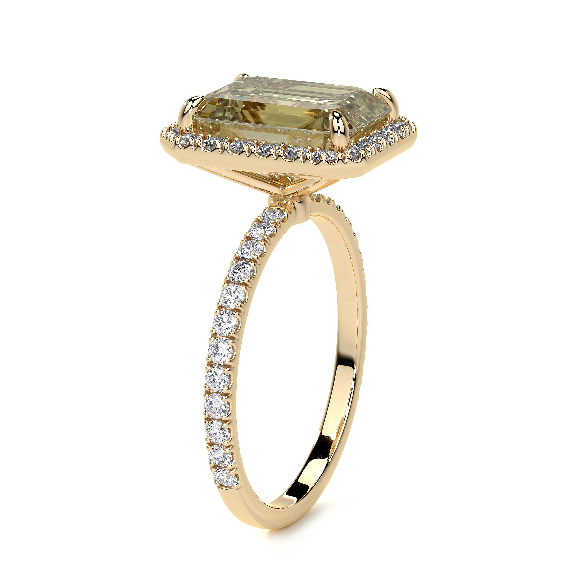 Emerald Cut Diamond Ring With Halo, 2 CT - Rings - Leviev Diamonds