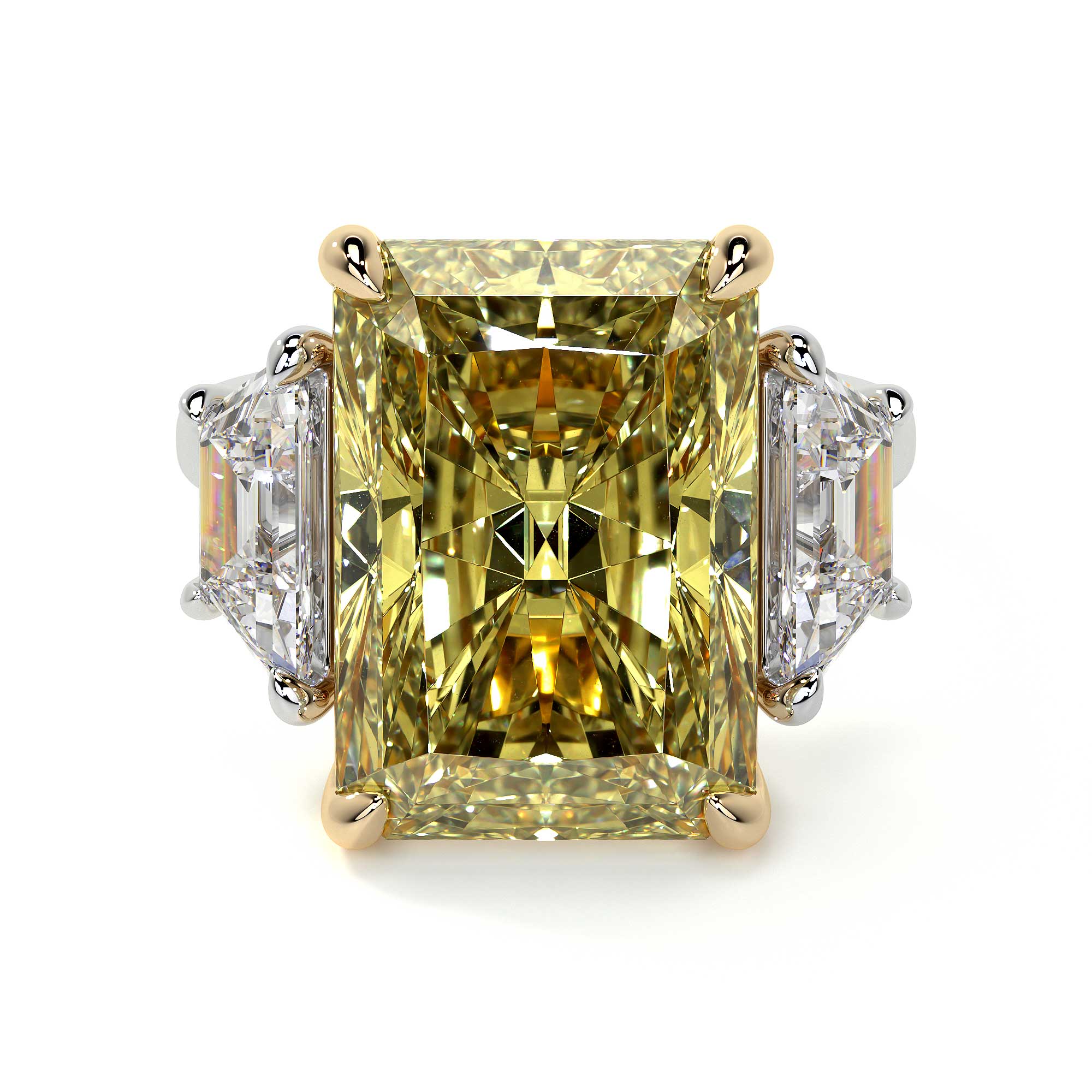 Fancy Intense Yellow Radiant Cut Diamond Ring, 10 Carat