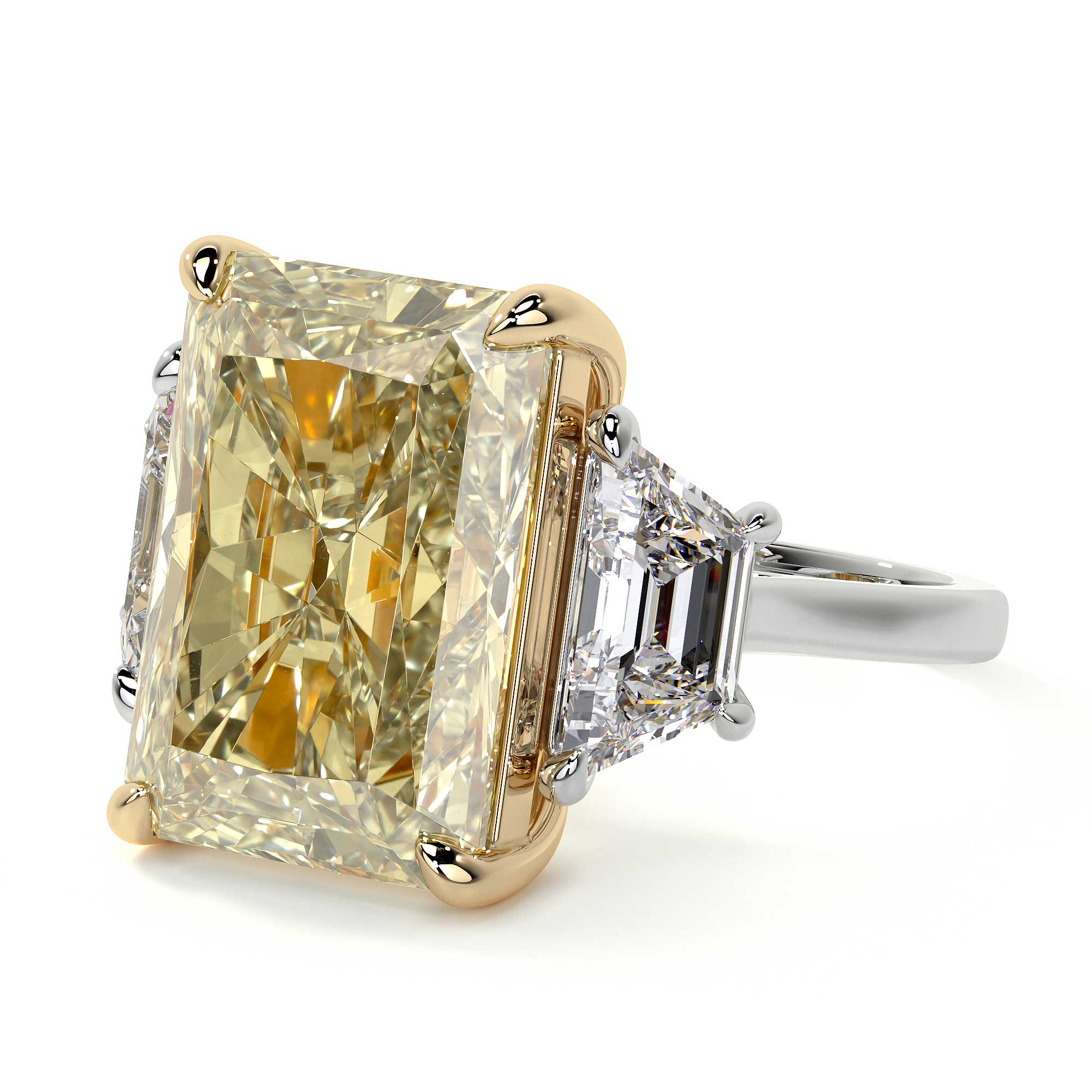 Fancy Intense Yellow Radiant Cut Diamond Ring, 10 Carat - Rings - Leviev Diamonds