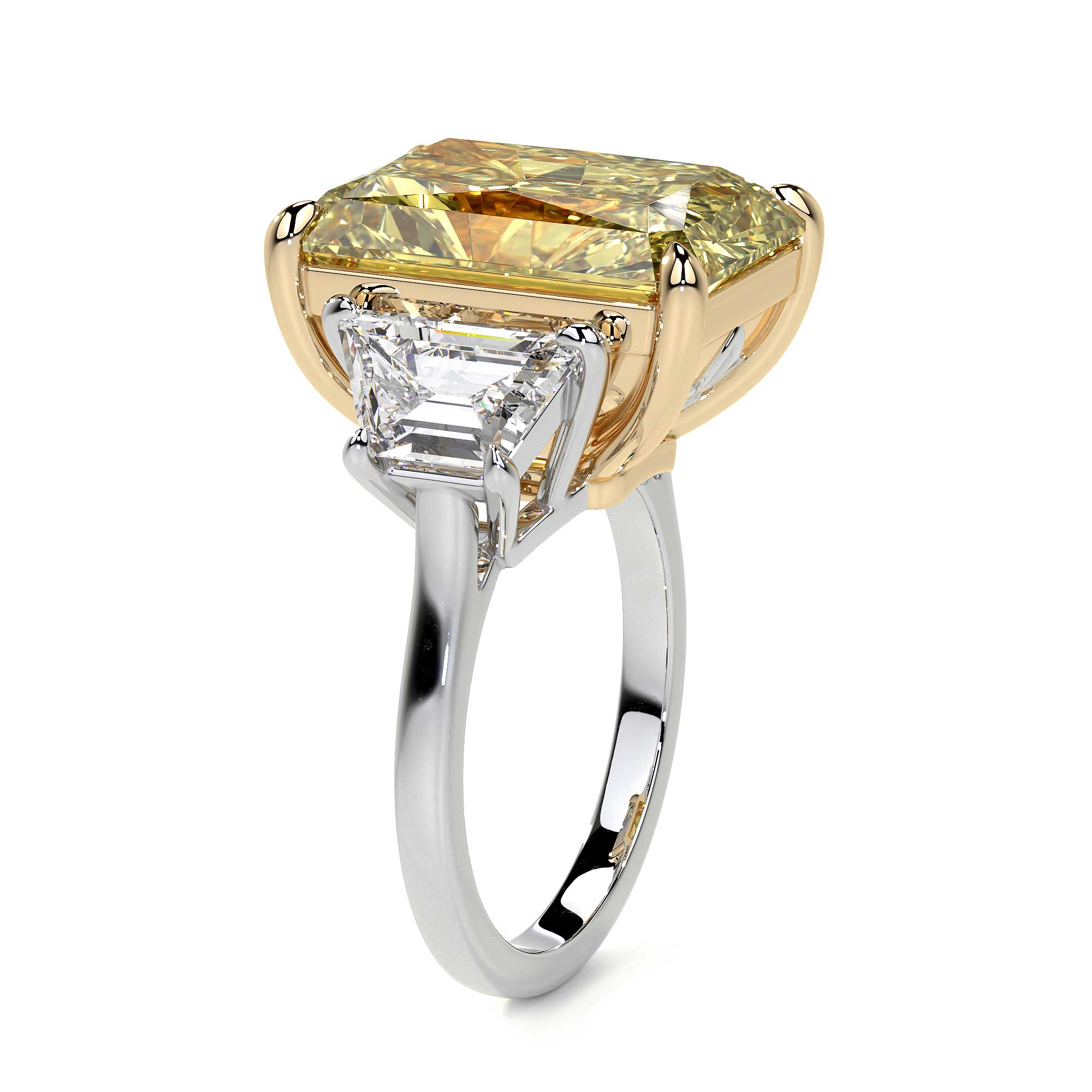 10 Carat Emerald Cut White Topaz Three Stone Wedding Ring 14K White Gold  Finish | eBay