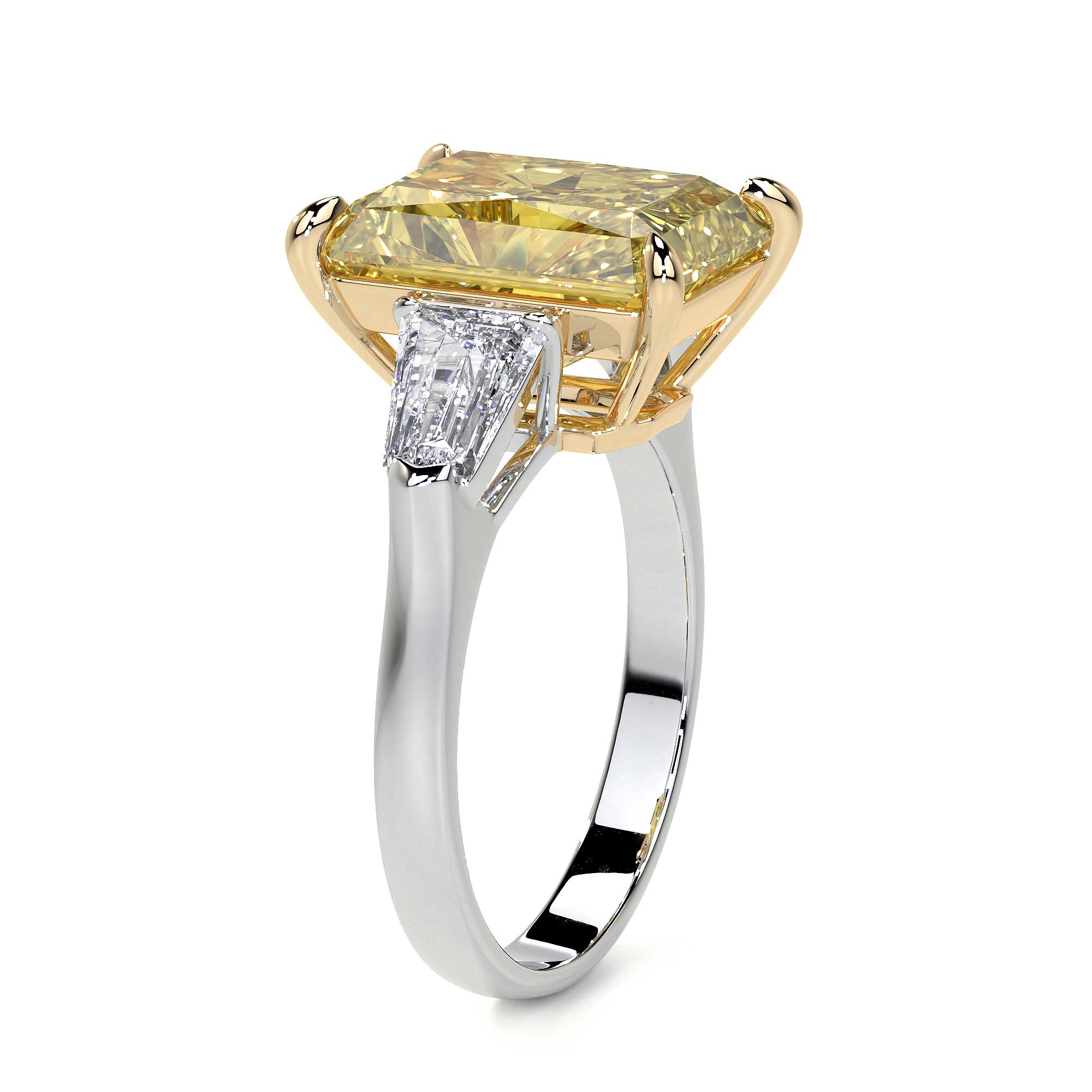 Fancy Vivid Yellow Emerald Cut Diamond Ring