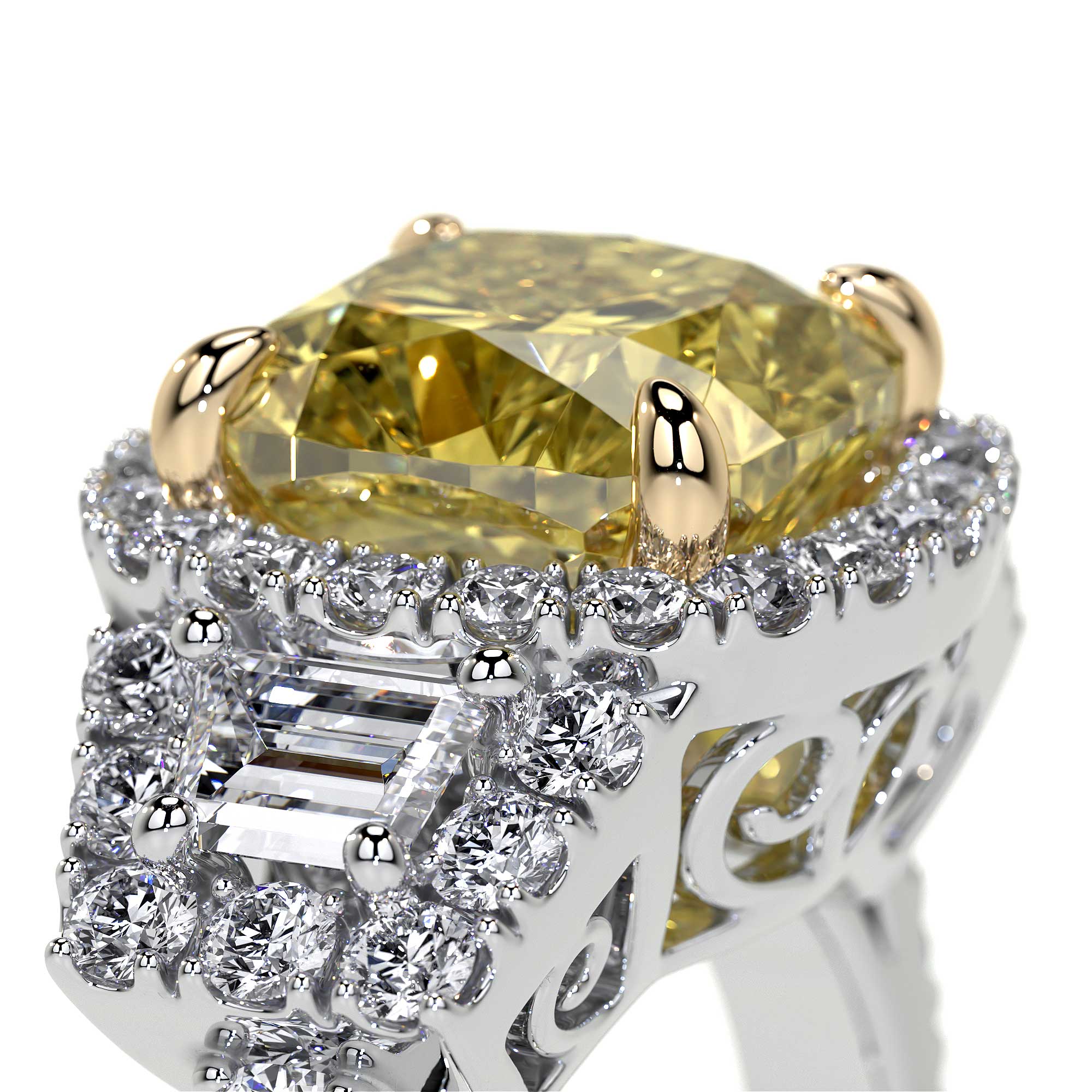 Fancy Yellow Cushion Diamond Ring, 2 CT - Rings - Leviev Diamonds