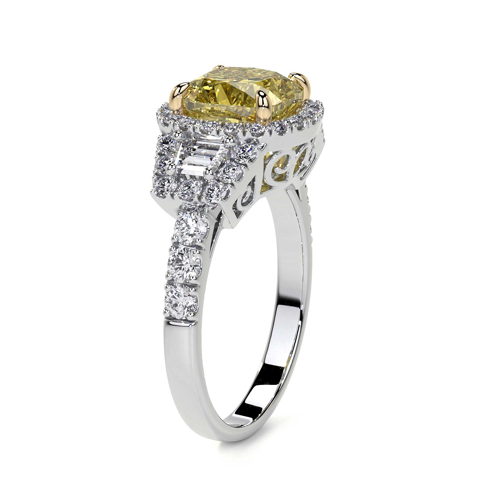 Fancy Yellow Cushion Diamond Ring, 2 CT - Rings - Leviev Diamonds