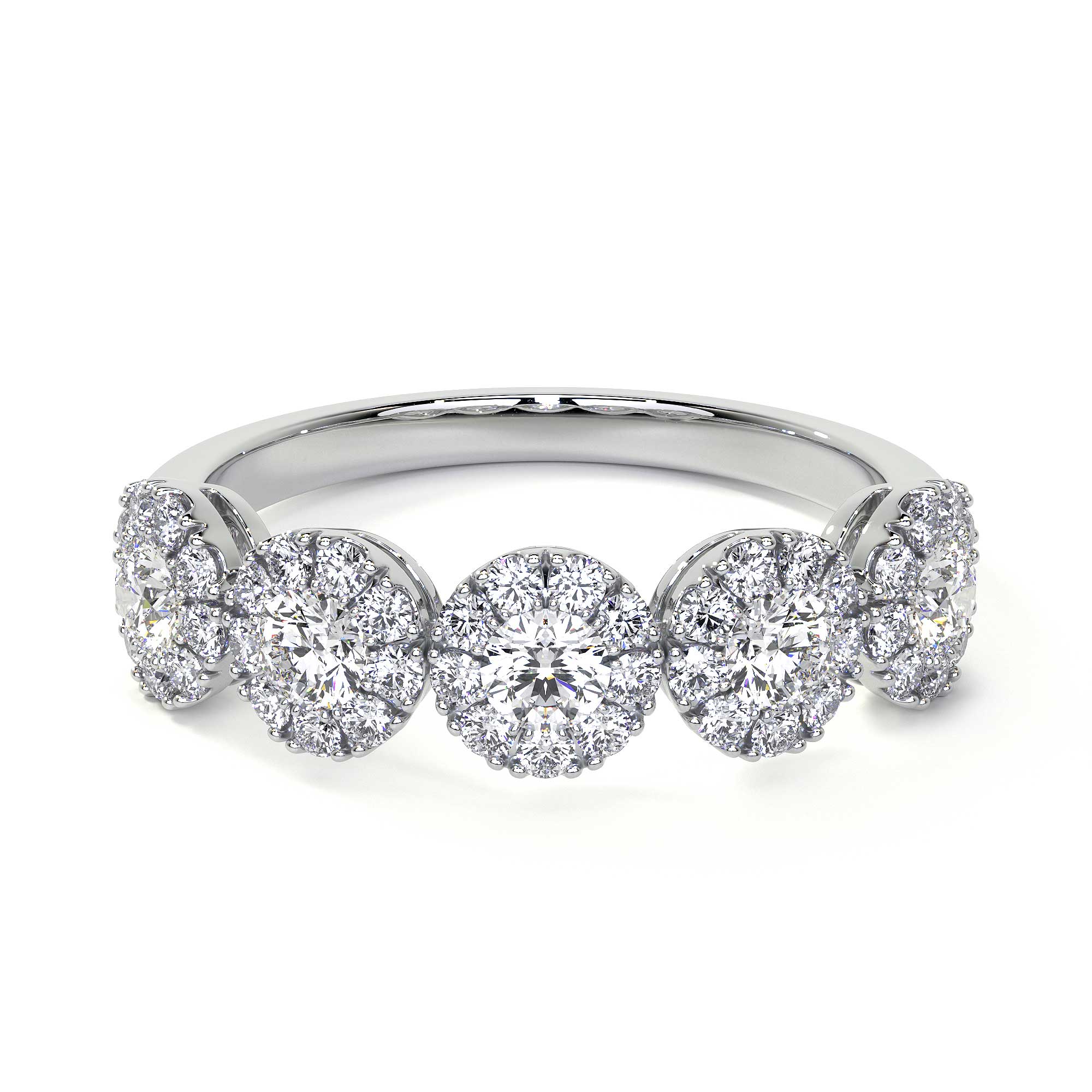 Half Eternity Diamond Ring WIth Halo - Rings - Leviev Diamonds