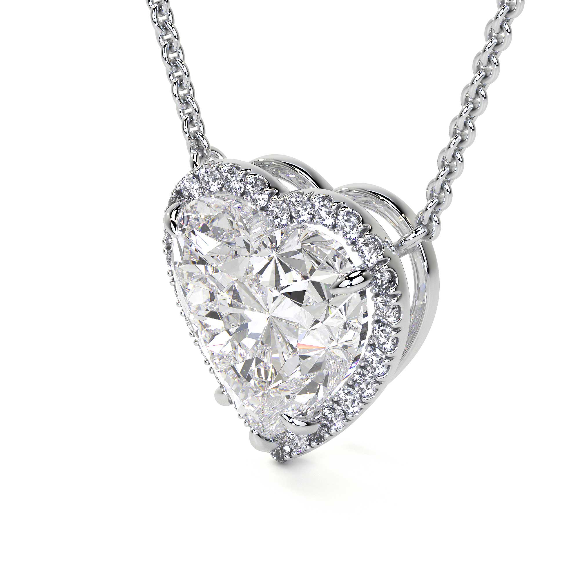 Heart Shape Diamond Necklace with Halo - Necklaces - Leviev Diamonds