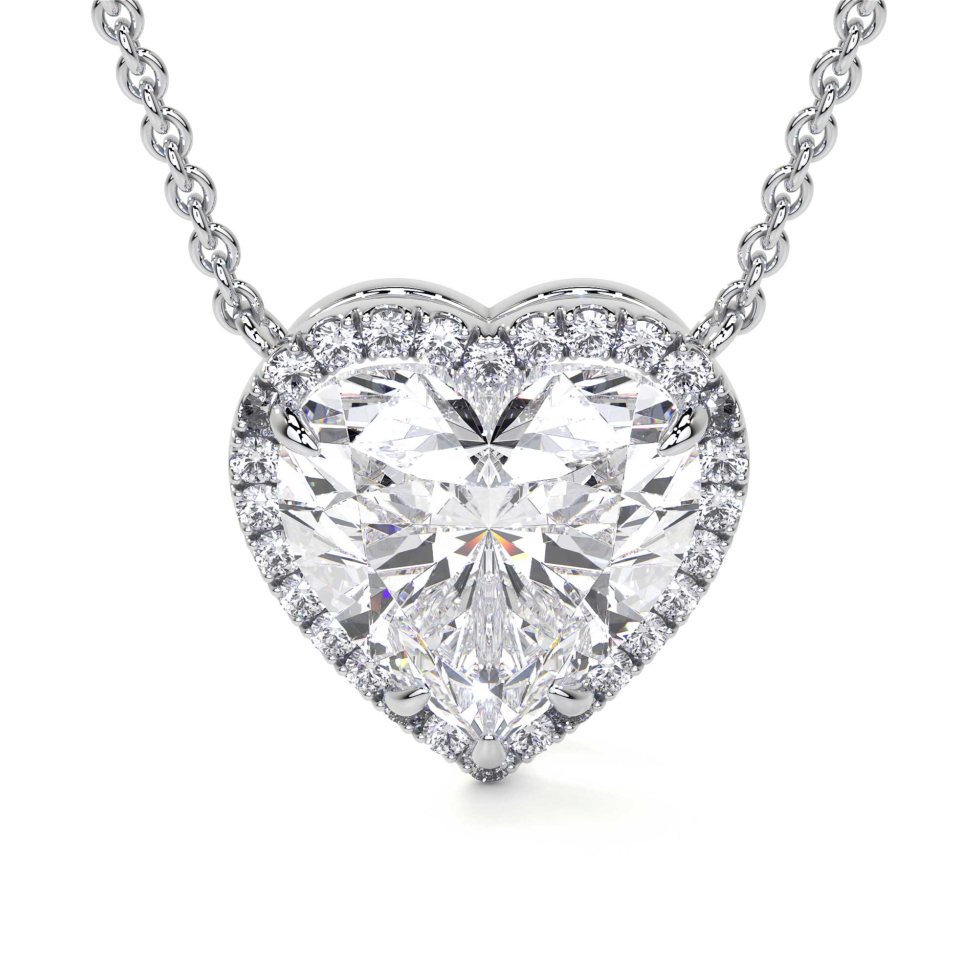 Heart Shape Diamond Necklace with Halo - Necklaces - Leviev Diamonds