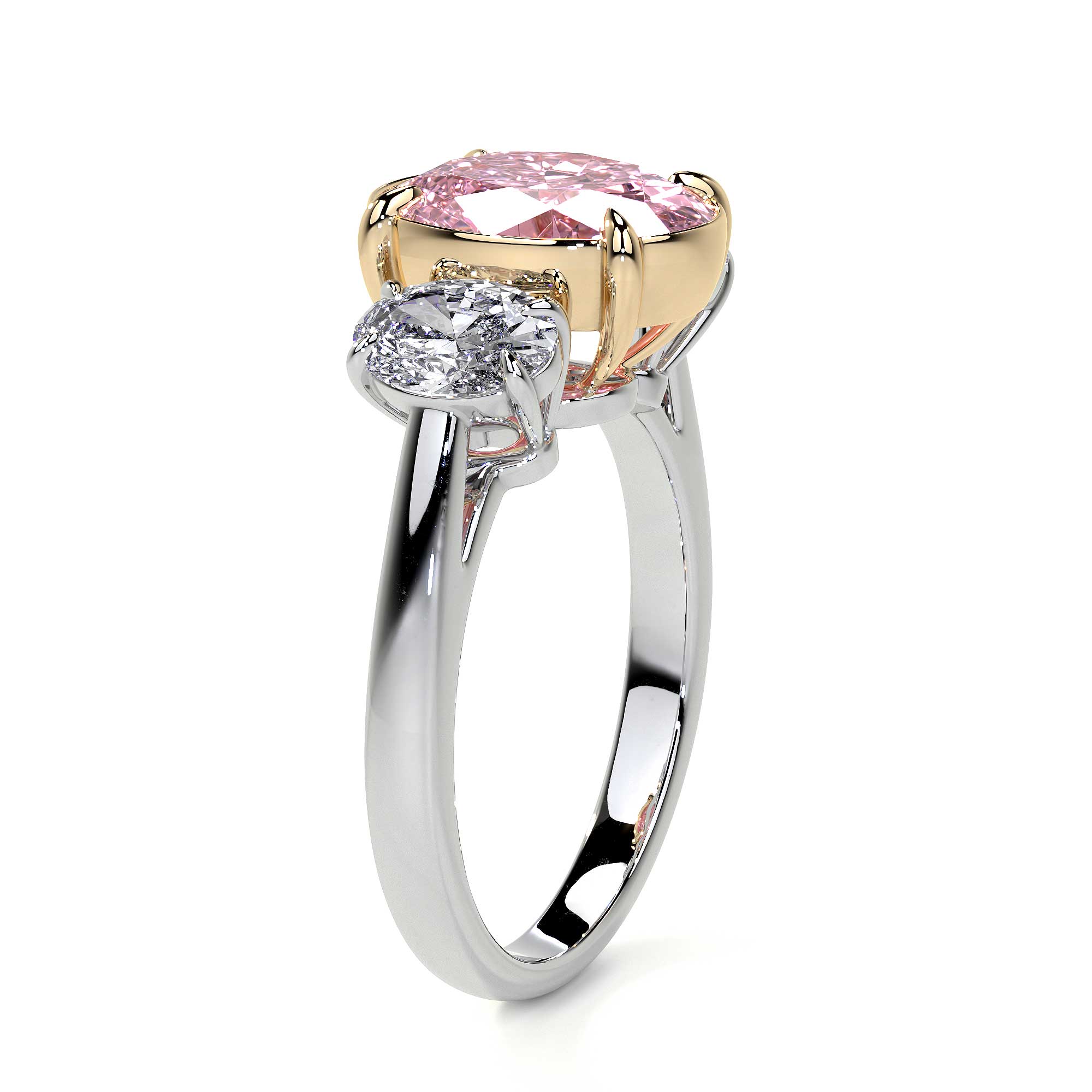 Custom Made 2ct Emerald Cut Pink Diamond East-West Ring