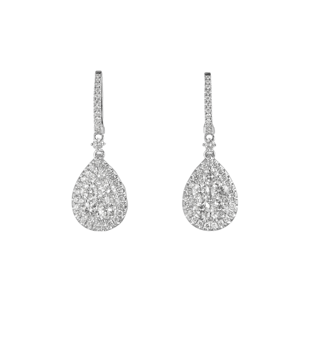 Pear Shape Cluster Diamond Drop Earrings - Earrings - Leviev Diamonds