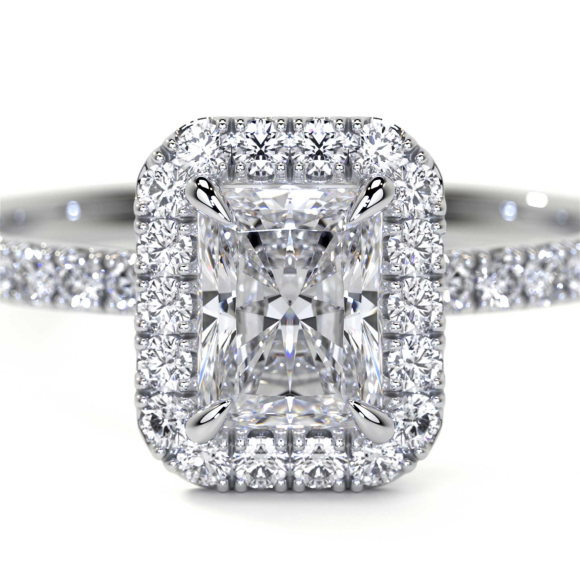 Radiant Cut Cluster Diamond Ring with Halo - Rings - Leviev Diamonds