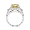 Radiant Fancy Yellow Diamond Ring With Halo, 3 CT - Rings - Leviev Diamonds