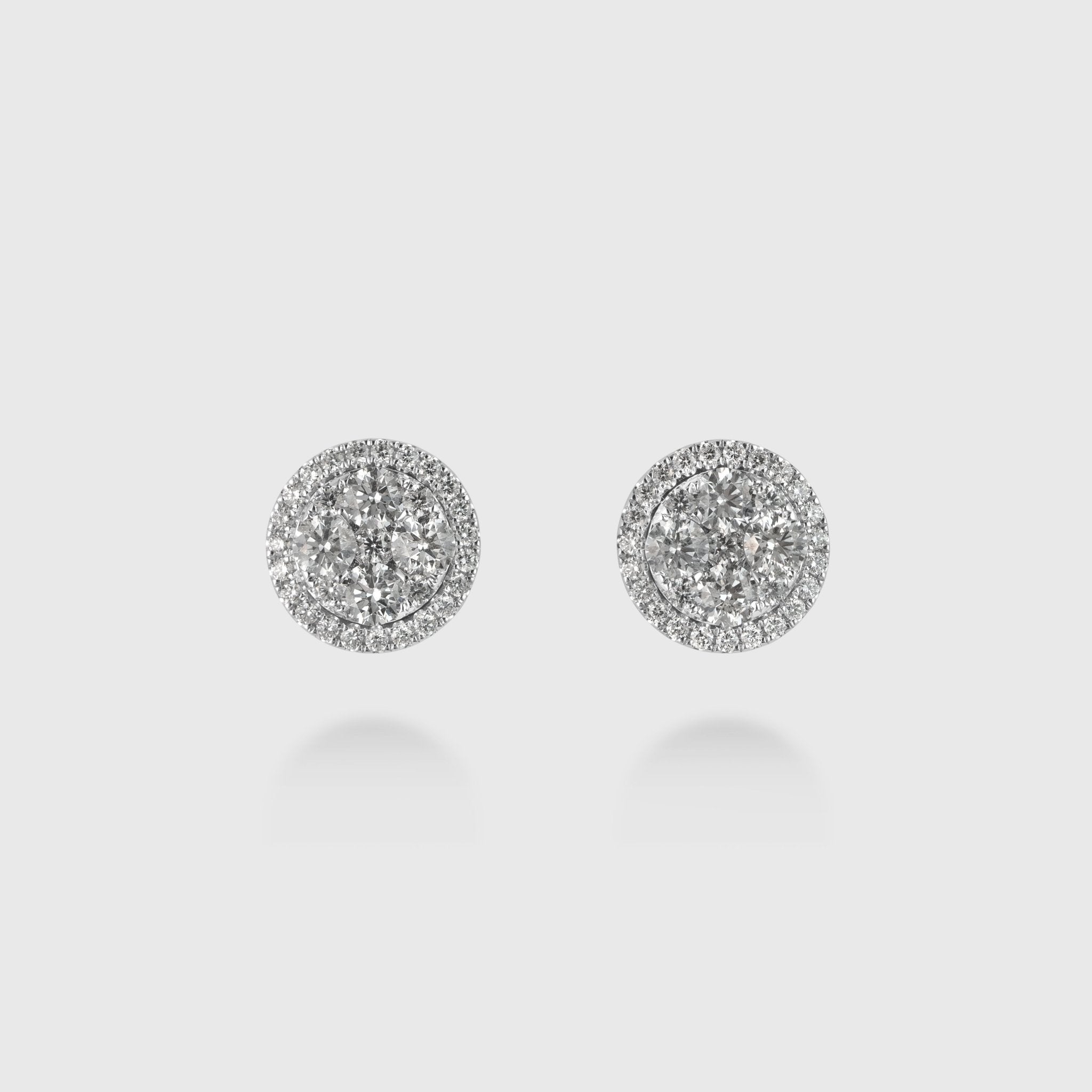 Round Cluster Stud Earrings with Halo - Earrings - Leviev Diamonds