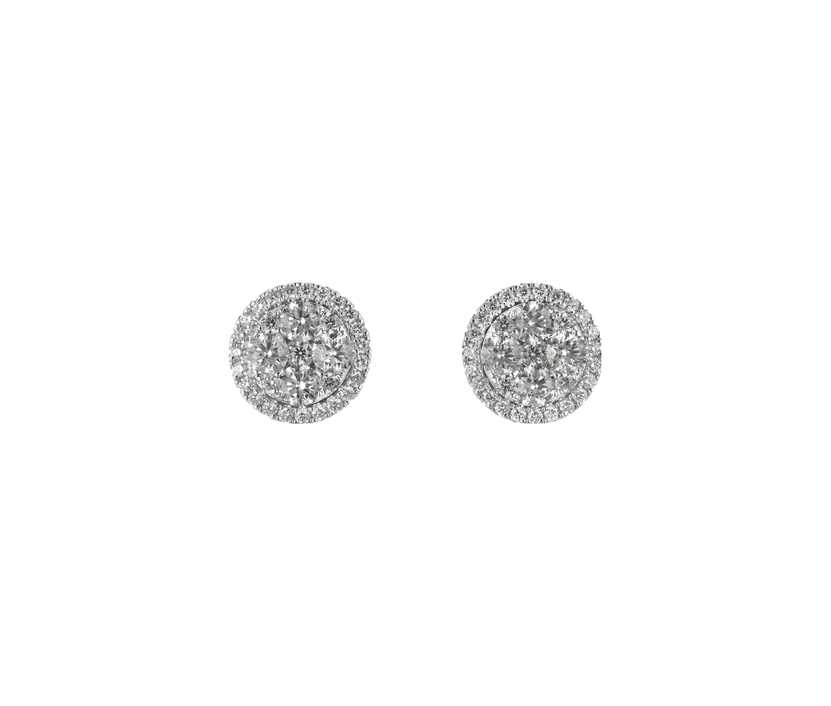 Round Cluster Stud Earrings with Halo - Earrings - Leviev Diamonds