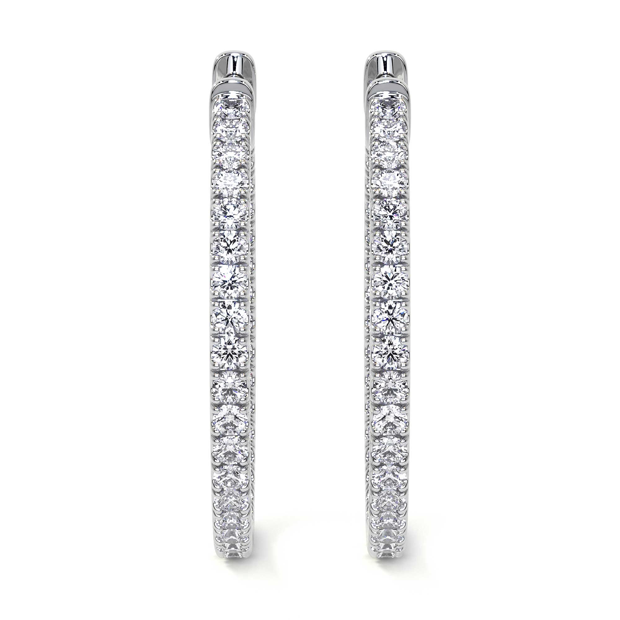Round Diamond Hoop Earrings, X-Large - Earrings - Leviev Diamonds