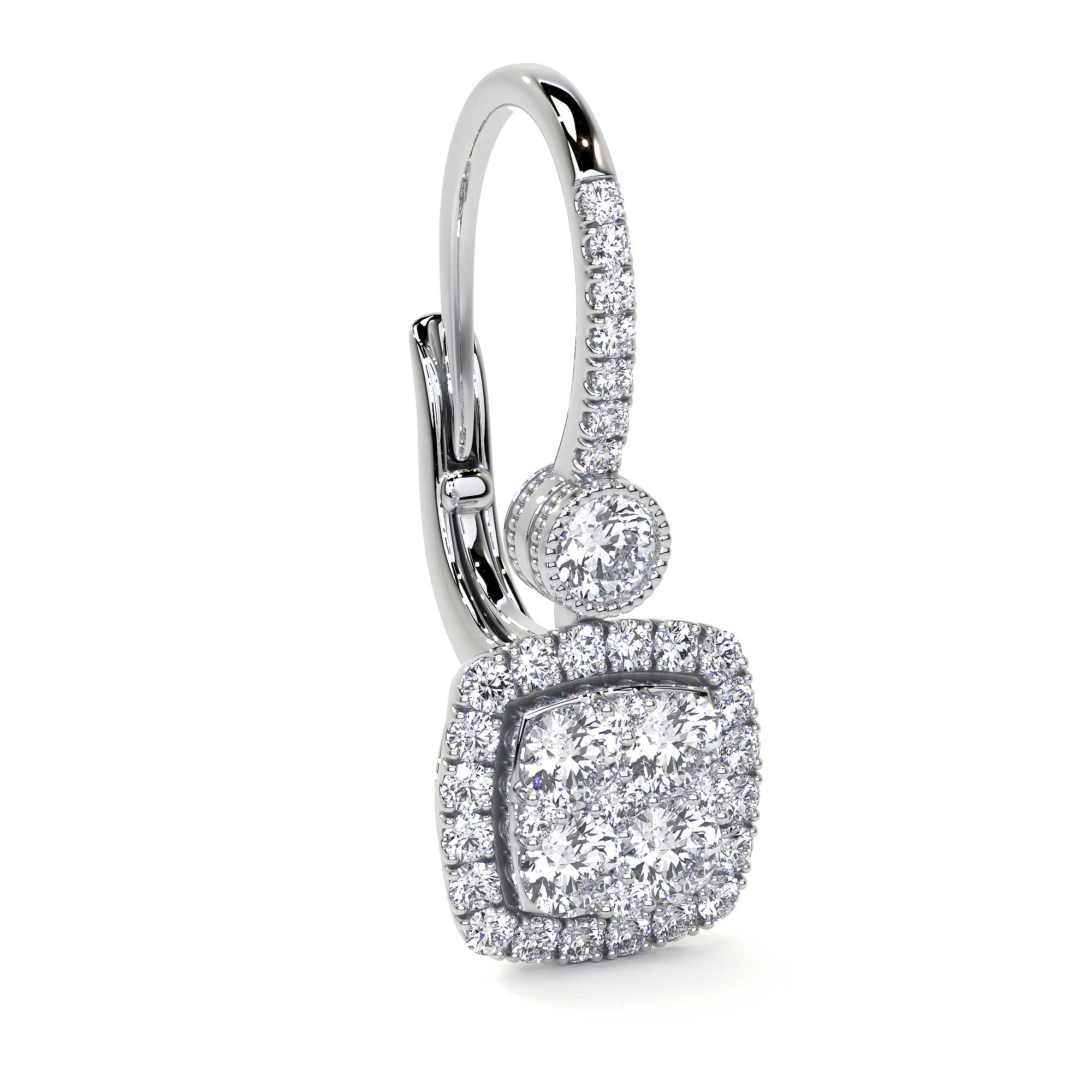 Square Drop Cluster Diamond Earrings - Earrings - Leviev Diamonds