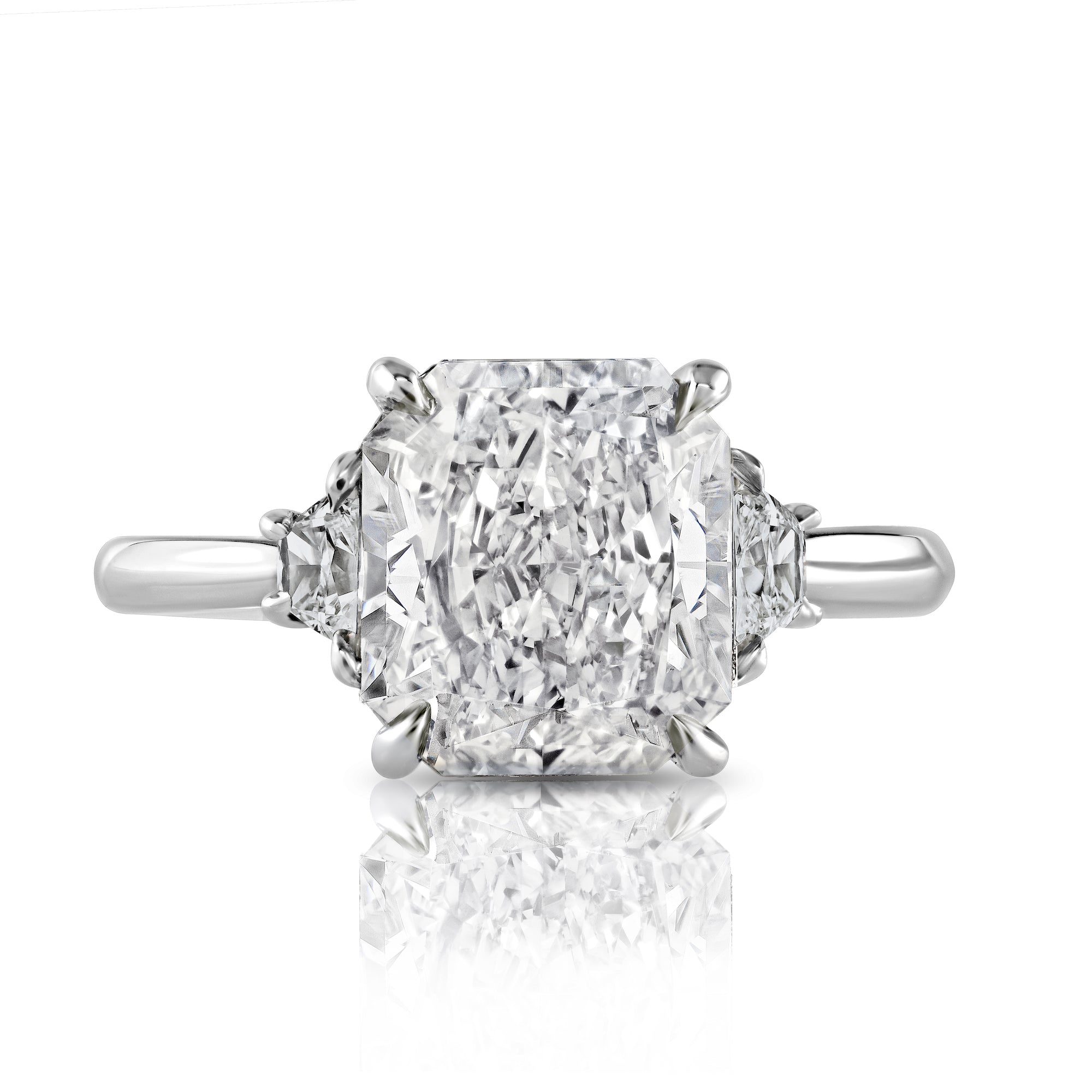 Three Stone Diamond Ring with Half-Moon Cuts, 4.02 CT - Rings - Leviev Diamonds