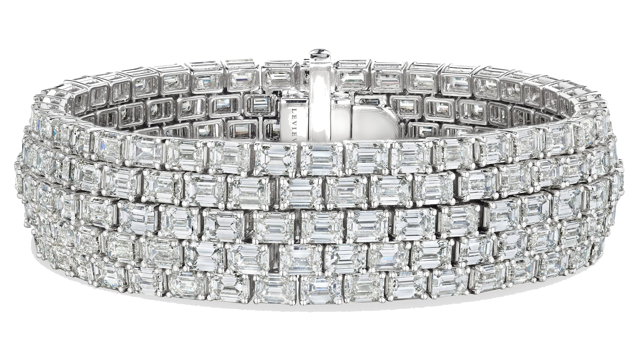 Hastings 53.55 Carat Emerald Cut Diamond Bracelet in 18K White Gold