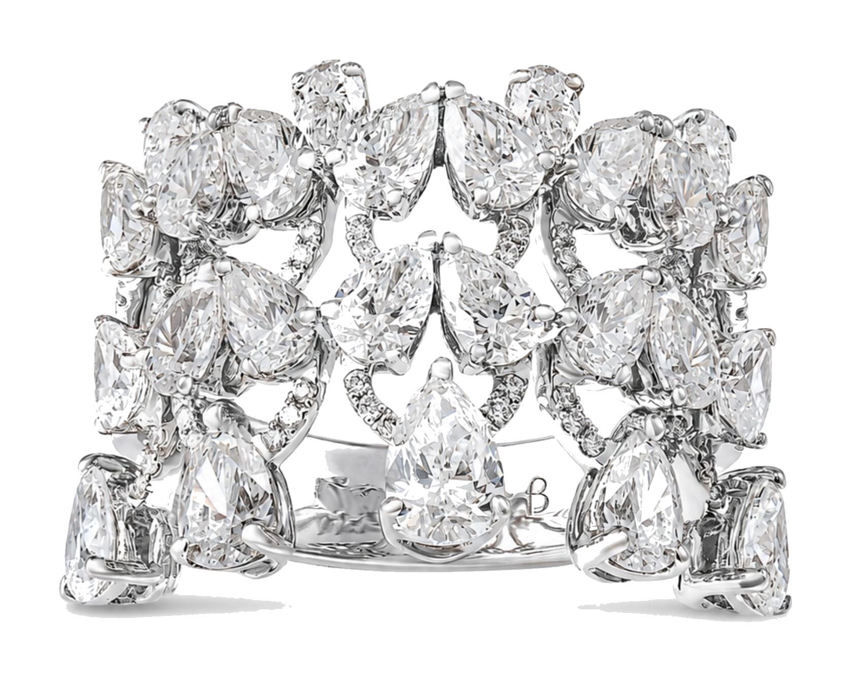 Coronet 3.98 Carat Pear Shape Diamond Ring in 18K White Gold